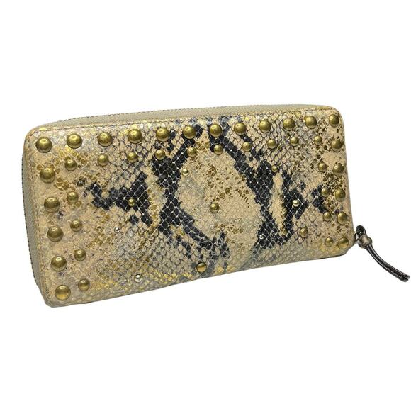 Coach Metallic Snakeprint Wallet Studs Zipper - Picture 3 of 8